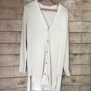LOFT White Long Button Cardigan Sweater